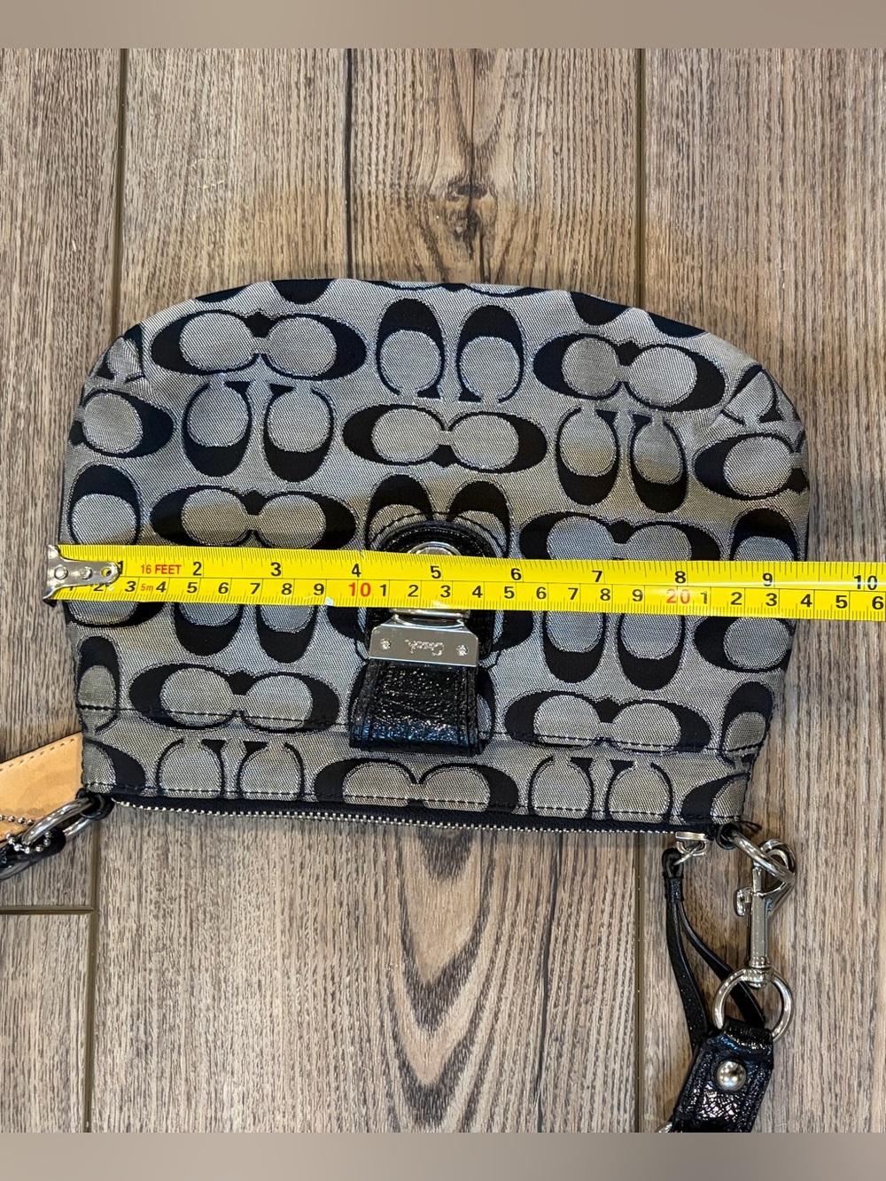 Coach Signature Canvas Crossbody Bag Black Gray Jacquard Y2K Purse - Picture 10 of 11